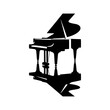  Black Vector Silhouette of a Piano, Symbol of Musical Grace and Mastery- Piano Illustration- Piano vector stock