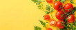 Mixologist's finishing touch web banner. Garnish isolated on yellow background with space for text.