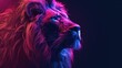 © Matthew - Powerful image of a lion's profile enhanced with vibrant neon lighting, exemplifying regal beauty and natural majesty in a modern artistic representation