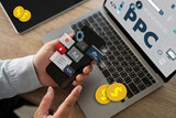Fototapeta Mapy - PPC - Pay Per Click concept Businessman working concept, social network, SEO