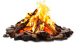 © Indrajothi - Campfire blazes with burning wood logs bonfire isolated, transparent background.