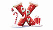 Funny Christmas alphabet letter X Vector illustration