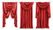 Realistic luxury scarlet red silk expensive velvet cur