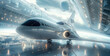 Futuristic space tourism. airplane. Generative AI.