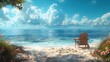 a beach chair placed on the sandy shore, offering a quiet retreat for relaxation and contemplation amidst the beauty of the ocean vista, in stunning 8k full ultra HD.