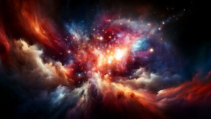 Wall Mural - Glorious Aurora in Colorful Cosmic Nebula. Supernova background wallpaper