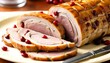 Stuffed roasted pork loin stuffed with apple cranberry stuffing