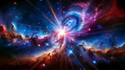 Wall Mural - Colorful Space Nebula with Mysterious Star Glow. Space Galaxy background wallpaper