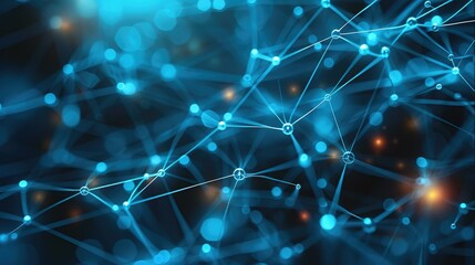 Poster - Global network connections. Abstract neural networks cyberspace. Futuristic grid. top view. Generative AI.