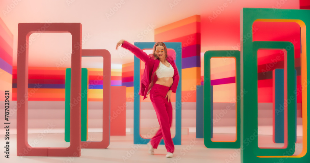 Stylish Professional Female Dancer Performing a Modern Dance Routine in ...