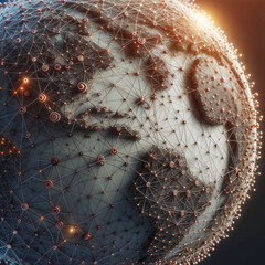 Poster - abstract urban globe with network