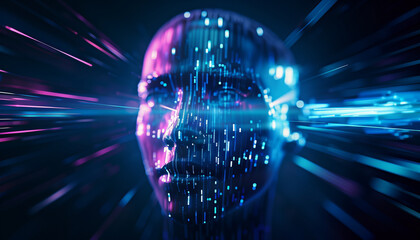 Wall Mural - futuristic digital human head concept illustrating advanced technology and connection