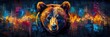 A captivating stare from a bear set against a backdrop of dramatic colors symbolizing courage and presence