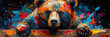 A striking image capturing the essence of a bear through vigorous and dynamic paint strokes, radiating energy