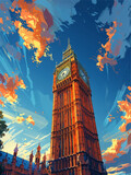 Fototapeta Big Ben - Vectorial illustration of big ben, london postcard