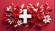 Motion animation of the World crimson Cross Day isolated on a crimson background featuring moving flowers. An example of medical treatment and health.