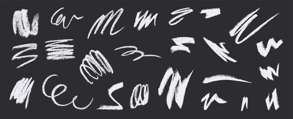 Wall Mural - chalk scribbles. vector zigzag squiggle set. childish smears, scrawls and scratches. kids graffiti a