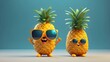 Beautiful  Cartoon Pineapple Character with Sunglasses