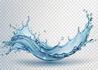  Blue water splash isolated on png transparent background