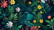 flowers and foliage colorful pattern spring summer element background