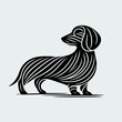 Abstract Minimalist Stroke Line Silhouette of Dachshund, Black and White, on Plain Background