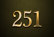 Old gold effect of 251 number with 3D glossy style Mockup.