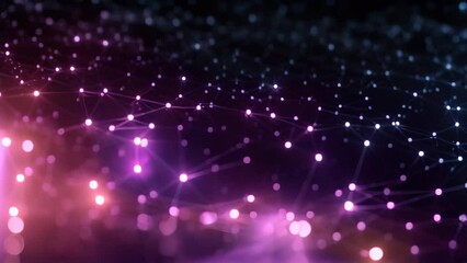 3d rendering of abstract technology background with connecting dots and lines. Network concept, Abstract digital background with binary code flowing through a network of interconnected