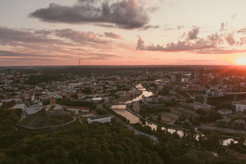 Wall Mural - Aerial view of Vilnius Old Town, one of the largest surviving medieval old towns in Northern Europe. Summer landscape of UNESCO-inscribed Old Town of Vilnius