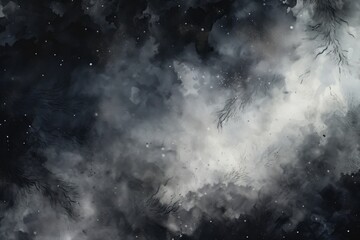 Wall Mural - background with clouds. black art background. watercolor print. generative ai