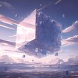 Sci-fi wonderland: A futuristic world of floating cubes and clouds