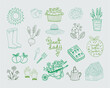 © Monica - Set of gardening clipart files, Gardener vector elements, greenhouse, plant lady, vegetable farm, garden objects, icons