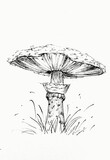 Fototapeta Paryż - Hand drawn sketch of a mushroom