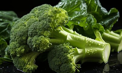 Fresh Broccoli Arrangement on Table
