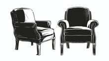 Isolated Chair Sketch And Silhouette Flat Vector Isolated