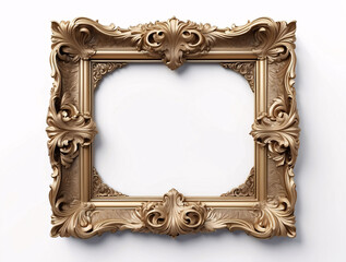 Vintage photo frame isolated over white background Baroque Victorian ornate border frame