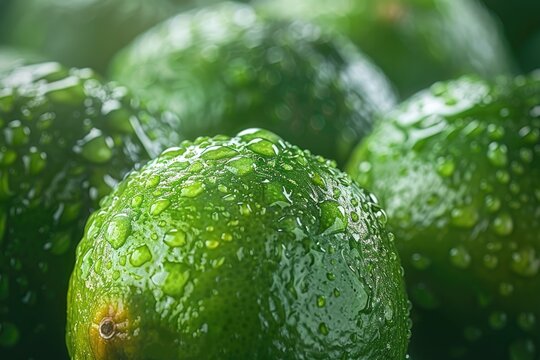 fresh ripe green limes as background.