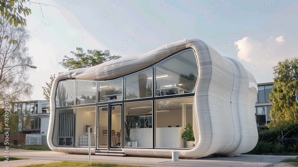 3D printed office buildings, innovative architecture, hyper-realistic ...