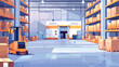 Modern warehouse with automated goods movement system