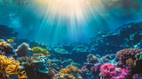 Fototapeta Fototapety do akwarium - A colorful coral reef with many fish swimming around