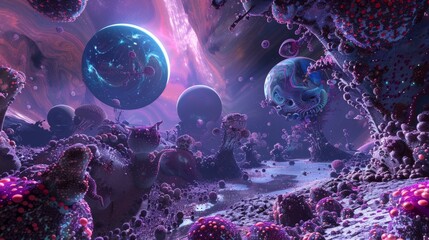 Wall Mural - The most trippy scene imaginable, in outer space, complex, generative ai.