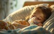 Little Girl Sleeping in Hospital Bed with Oxygen Mask, Recovering from Illness - child healthcare, hospital recovery