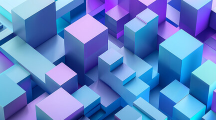 Block, cubes and render textures, 3d and abstract, design or creative, pattern. Neon, wallpaper and blockchain, graphic and structure, digital and glow, background and form for geometric illustration