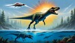 Majestic Dinosaurs Roaming a Prehistoric Landscape