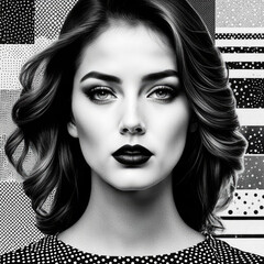 girl halftone monochrome collage elements such han