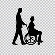 Man in a wheelchair on transparent vector illustration