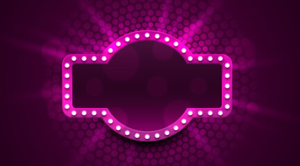Wall Mural - Light frame label, event bar casino, show signboard. Vector illustration
