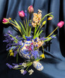 Romantic bouquet of the first garden flowers