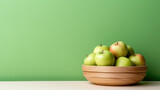 Fototapeta Dziecięca - green apples on bowl on table