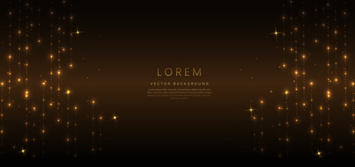 Poster - Abstract elegant golden dot vertical and lighting effect sparkle on dark background. Luxury template award design.