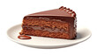 piece of chocolate cake isolated on transparent background cutout